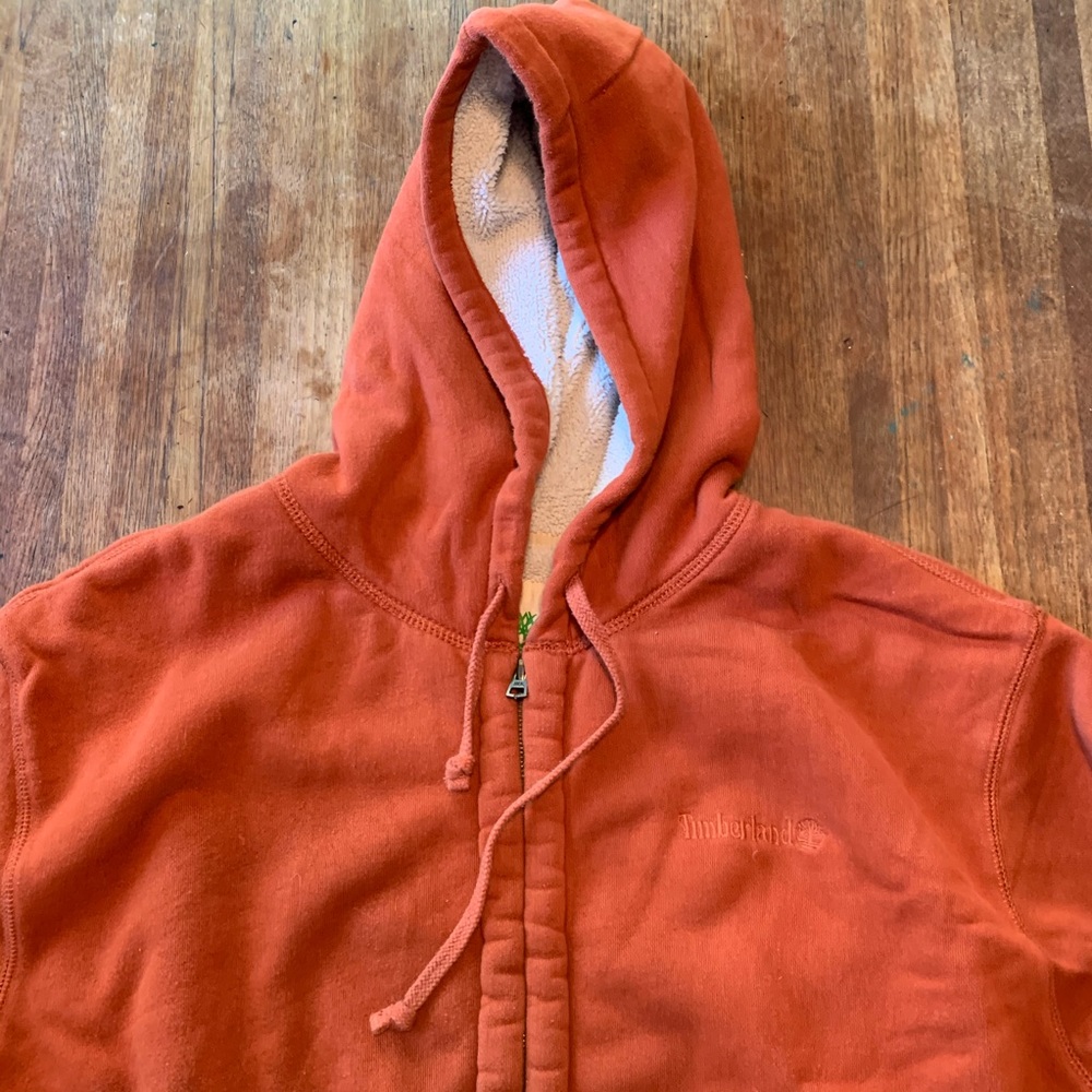Orange timberland Sherpa lined hoodie size xxl